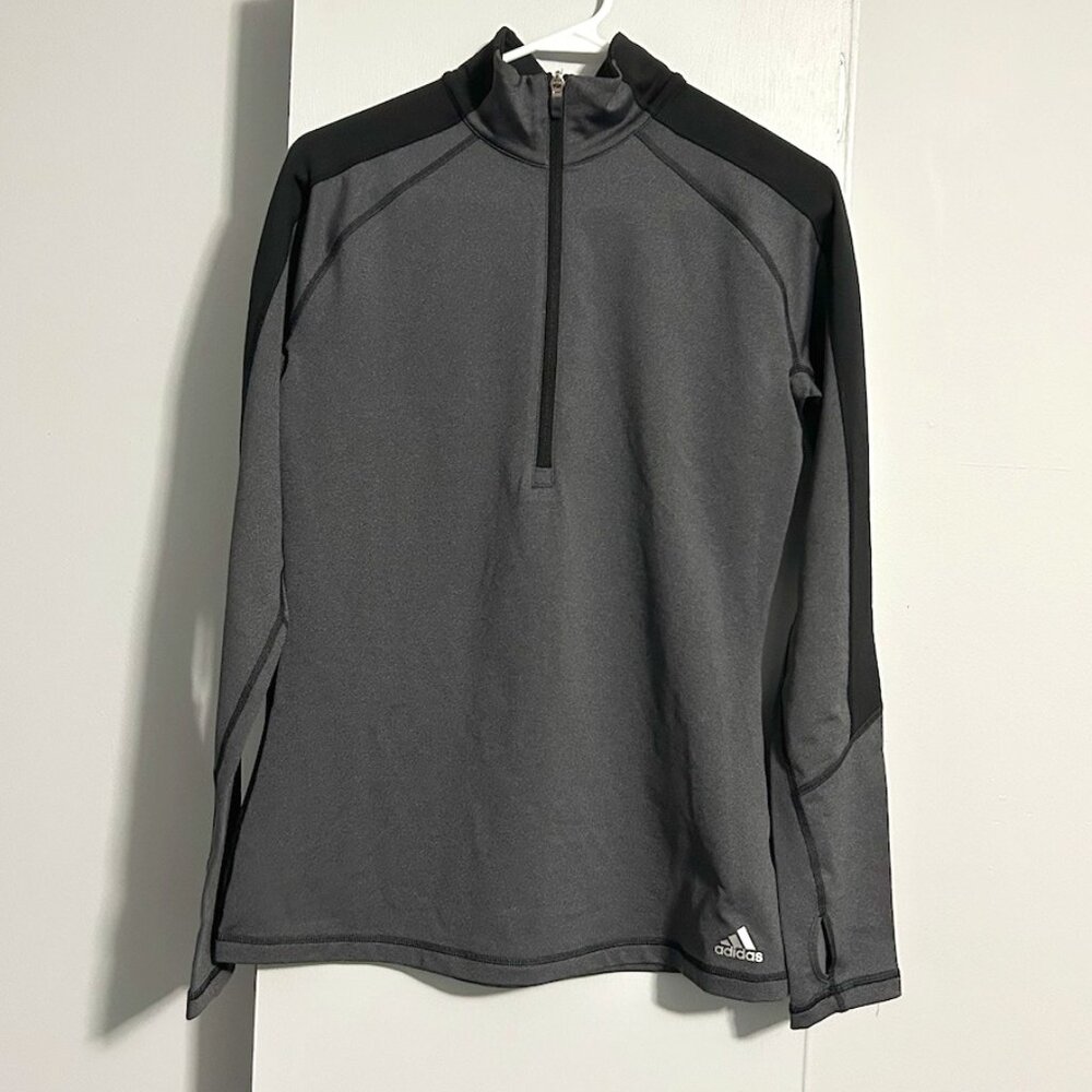 Adidas‎ 1/2 Zip Gray/Black TechFit Compression Climawarm Pull-over Women's M